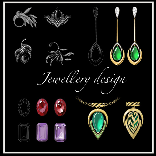 Эскизы ювелирных украшений на iPad.