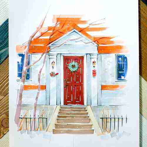 Заснеженный фасад дома